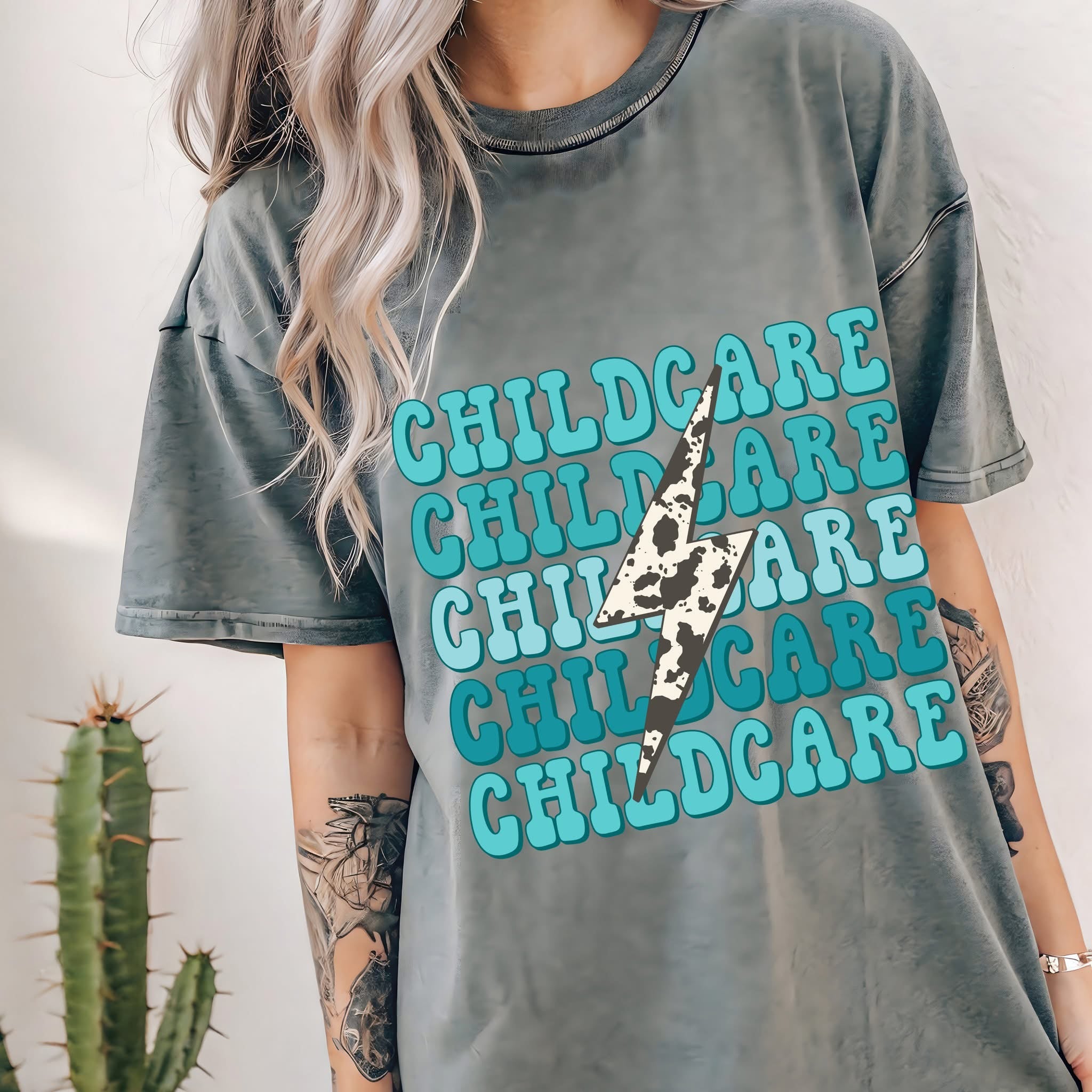 Cow Print Childcare T-Shirt